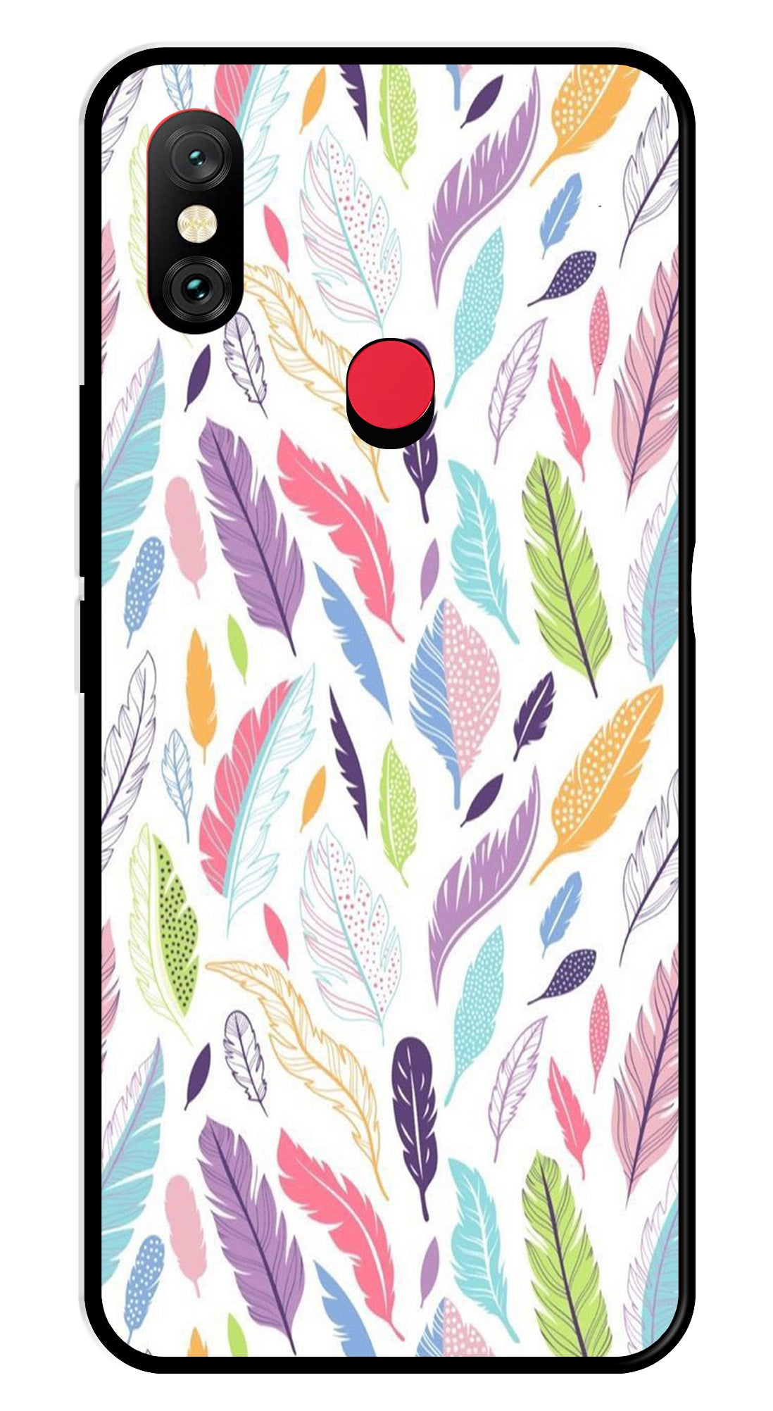 Colorful Feathers Metal Mobile Case for Redmi Note 6   (Design No -06)