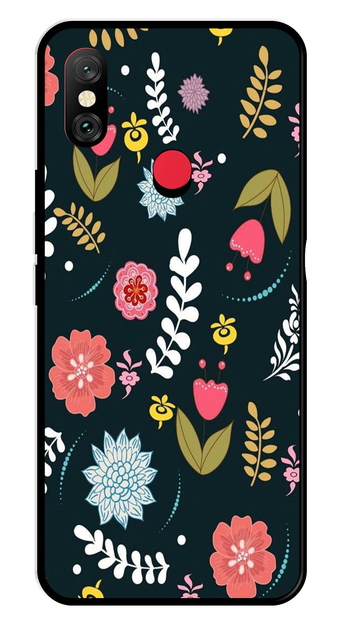 Floral Pattern2 Metal Mobile Case for Redmi Note 6   (Design No -12)