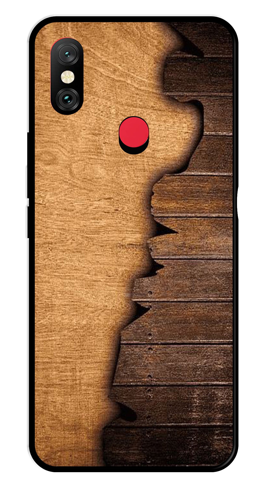 Wooden Design Metal Mobile Case for Redmi Note 6   (Design No -13)