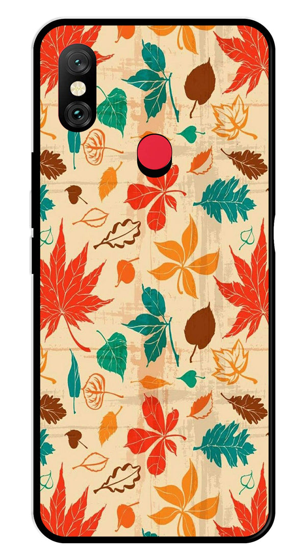 Leafs Design Metal Mobile Case for Redmi Note 6 Pro   (Design No -14)