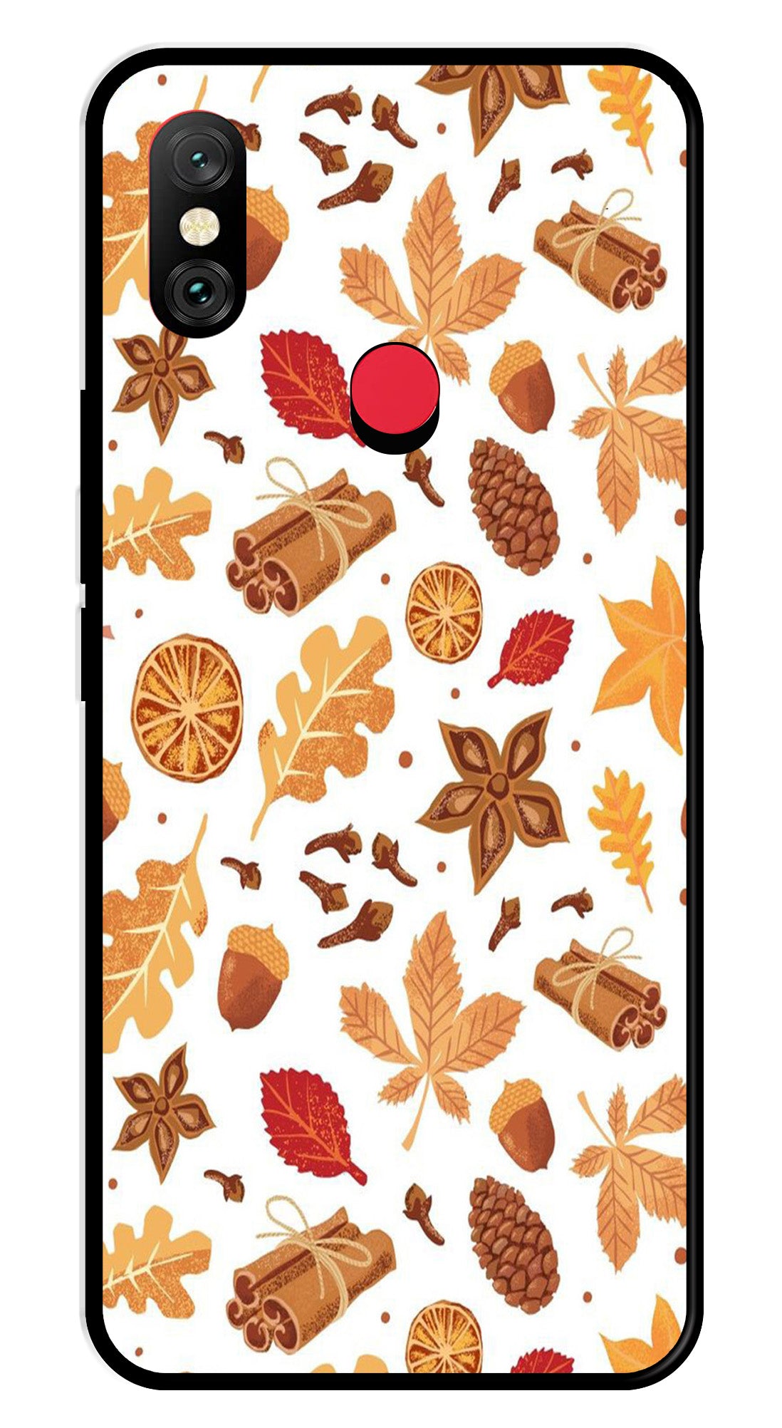 Autumn Leaf Metal Mobile Case for Redmi Note 6   (Design No -19)