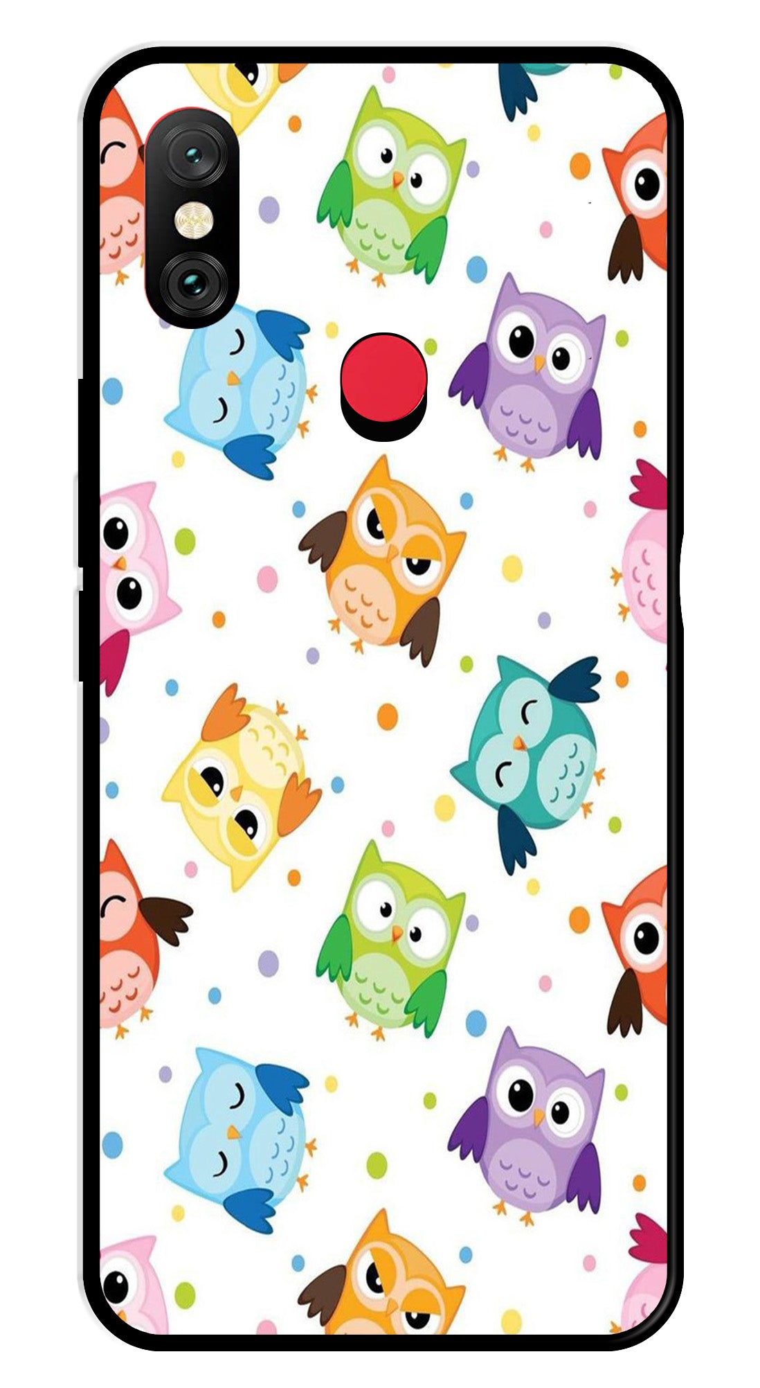 Owls Pattern Metal Mobile Case for Redmi Note 6   (Design No -20)