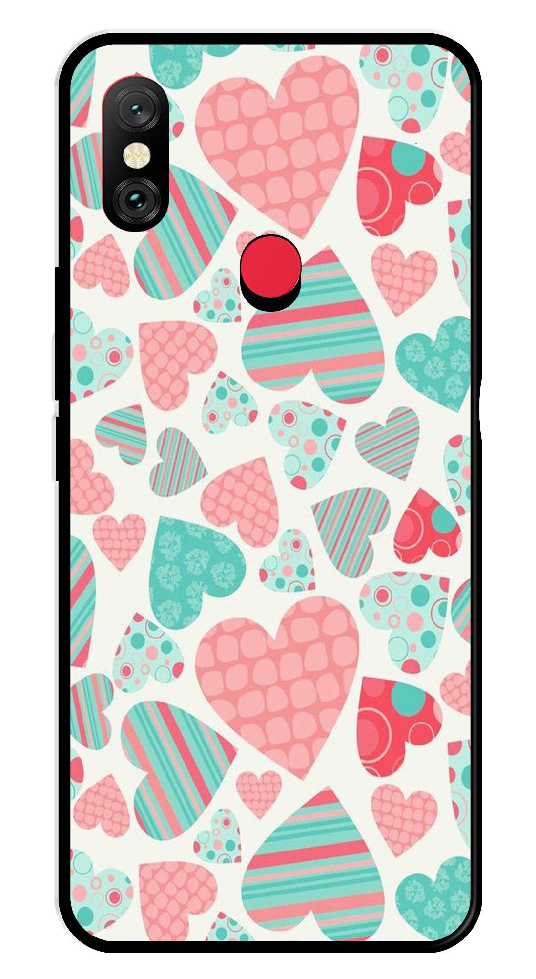 Hearts Pattern Metal Mobile Case for Redmi Note 6   (Design No -22)