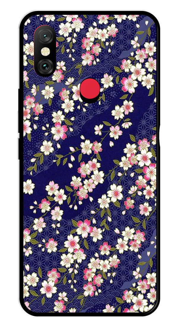 Flower Design Metal Mobile Case for Redmi Note 6 Pro   (Design No -25)