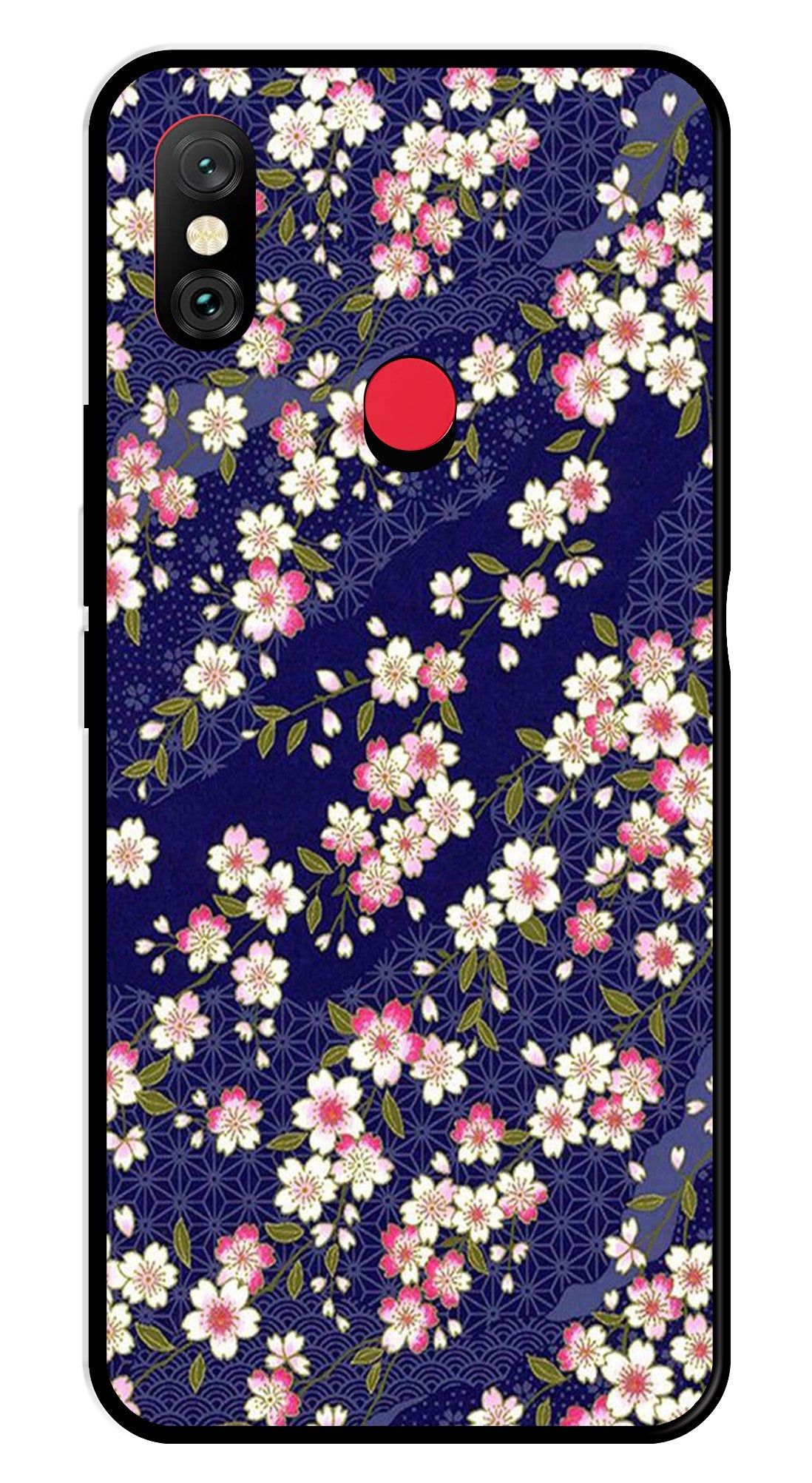 Flower Design Metal Mobile Case for Redmi Note 6   (Design No -25)