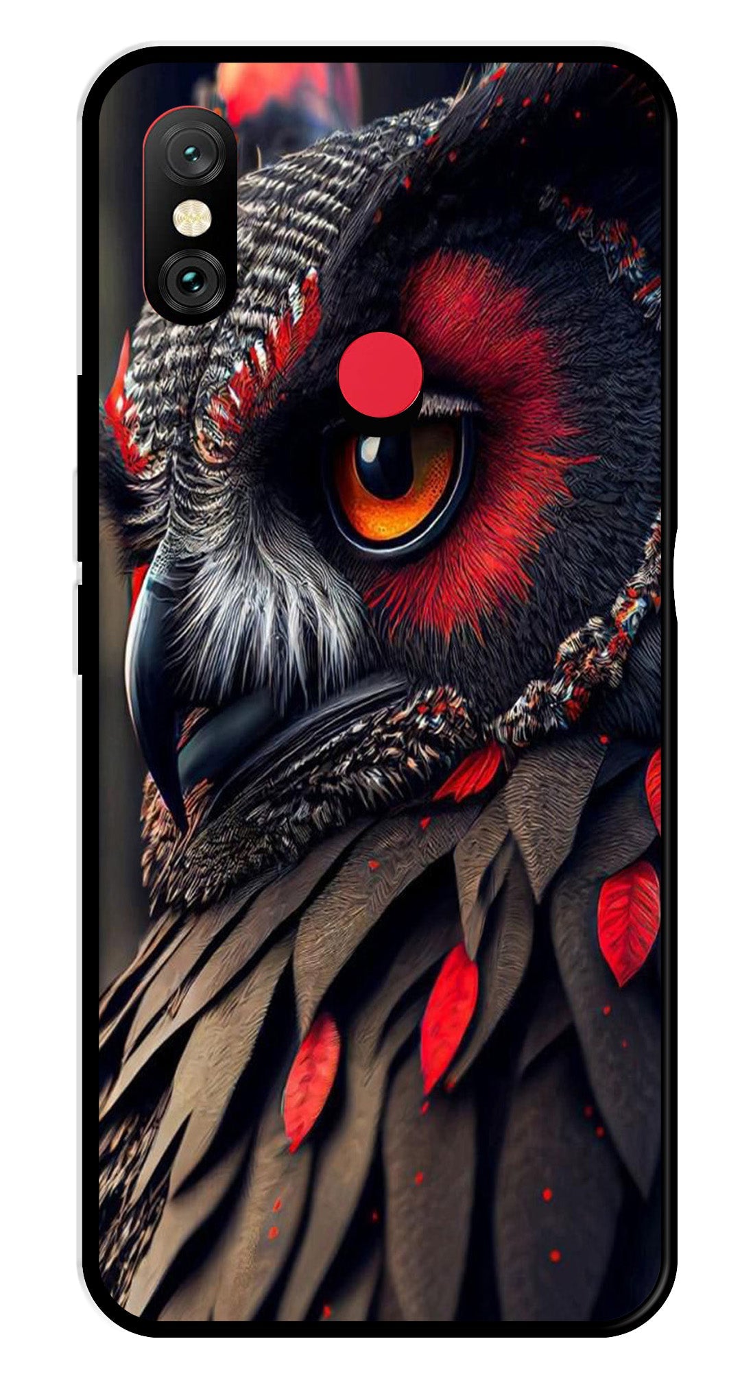 Owl Design Metal Mobile Case for Redmi Note 6   (Design No -26)