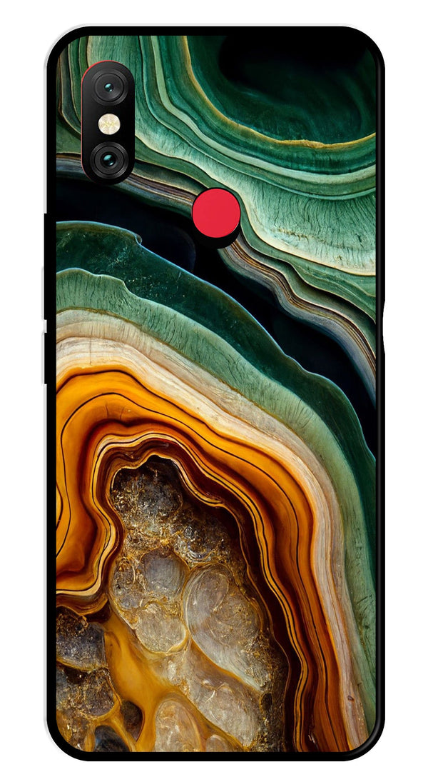 Marble Design Metal Mobile Case for Redmi Note 6 Pro   (Design No -28)