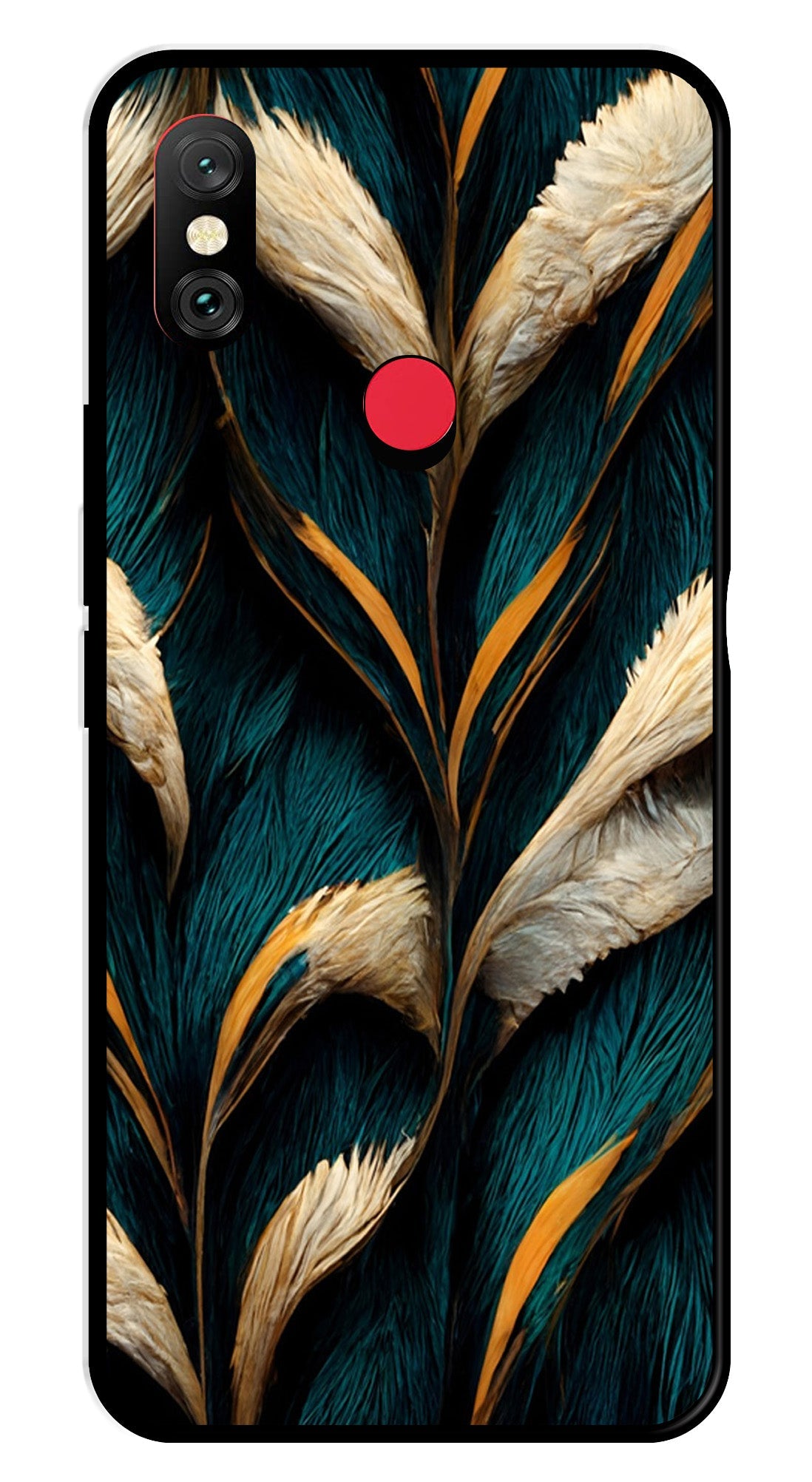Feathers Metal Mobile Case for Redmi Note 6   (Design No -30)
