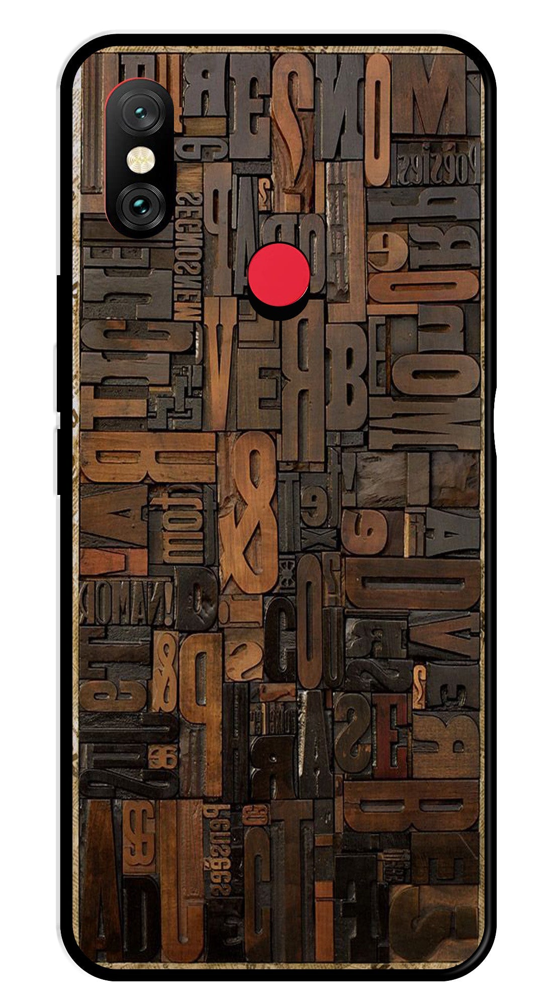 Alphabets Metal Mobile Case for Redmi Note 6   (Design No -32)