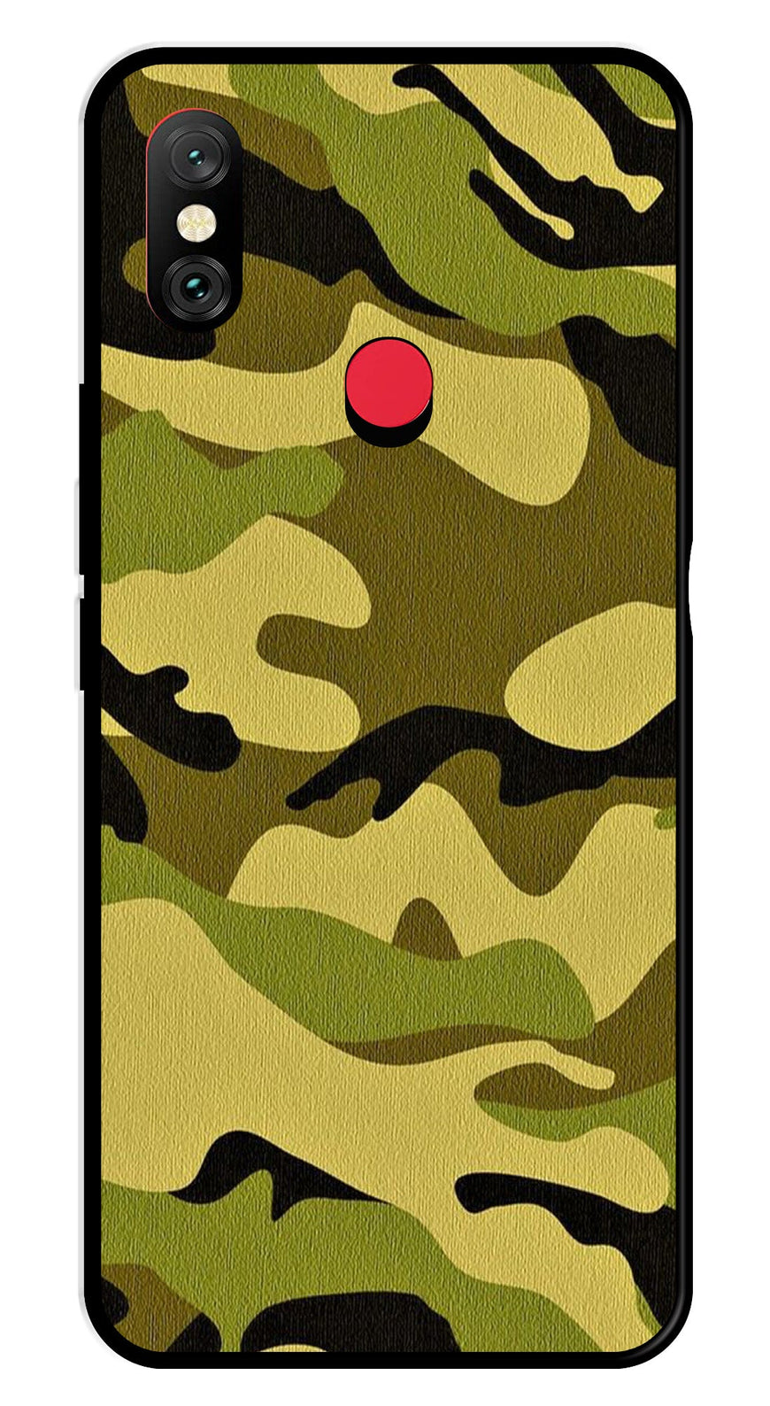 Army Pattern Metal Mobile Case for Redmi Note 6 Pro   (Design No -35)