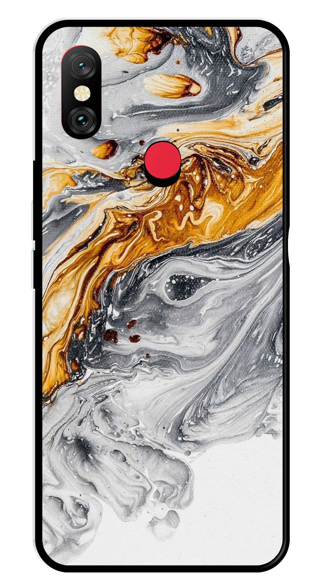 Marble Pattern Metal Mobile Case for Redmi Note 6   (Design No -36)
