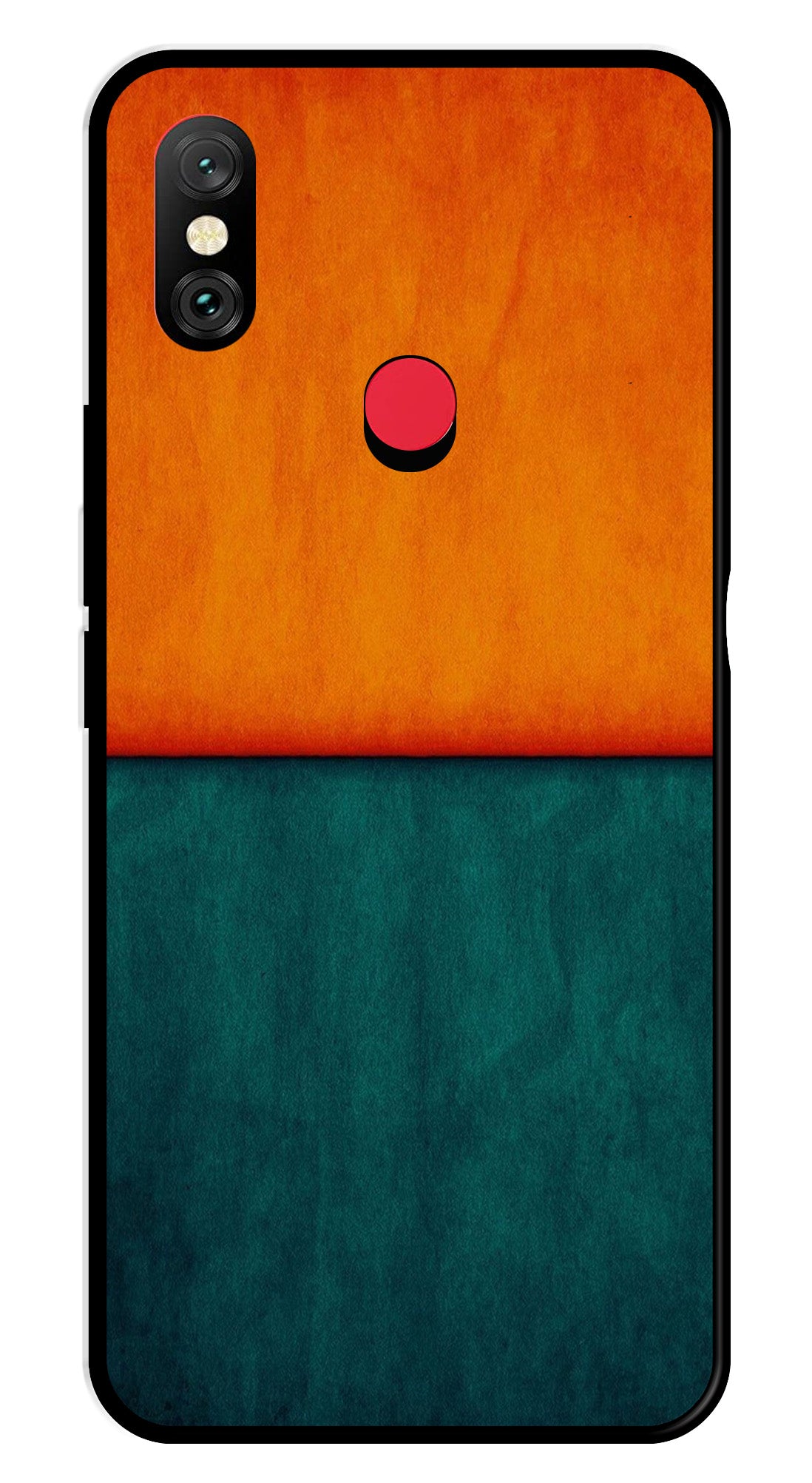 Orange Green Pattern Metal Mobile Case for Redmi Note 6   (Design No -45)