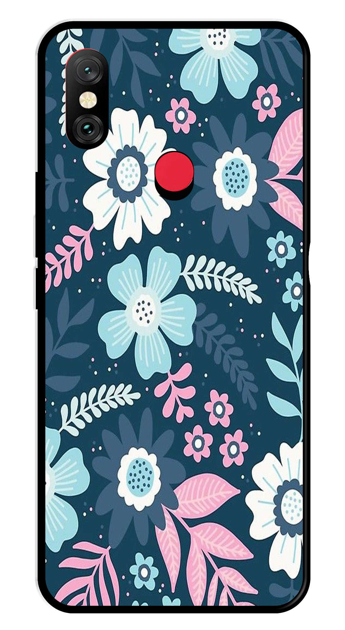 Flower Leaves Design Metal Mobile Case for Redmi Note 6 Pro Pro   (Design No -50)