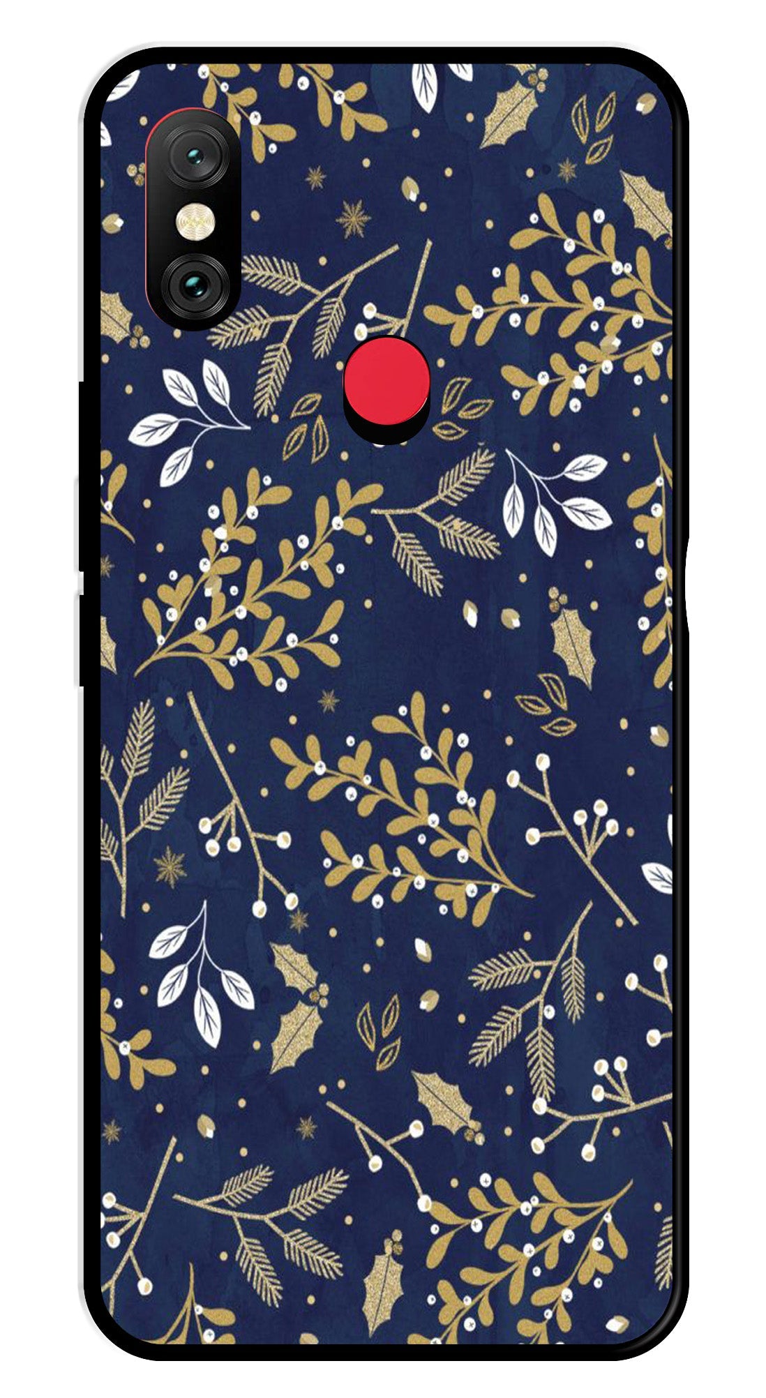 Floral Pattern  Metal Mobile Case for Redmi Note 6   (Design No -52)