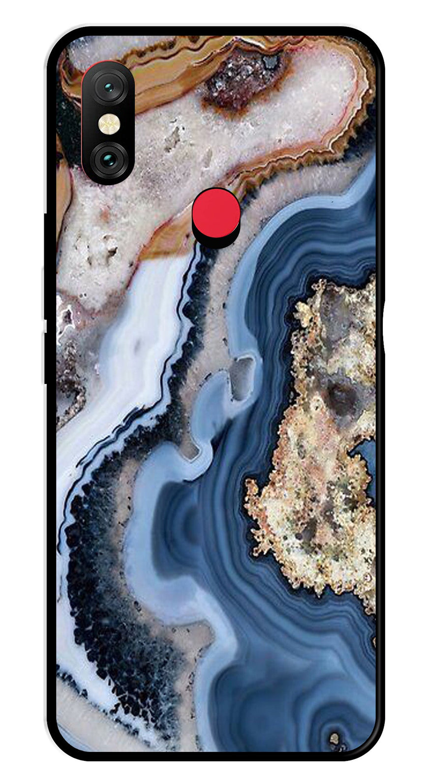 Marble Design Metal Mobile Case for Redmi Note 6   (Design No -53)
