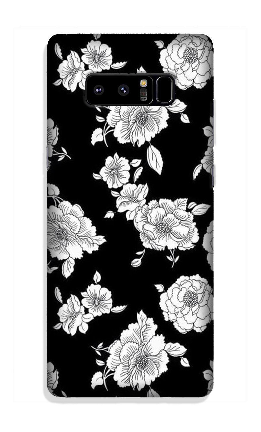 White flowers Black Background Case for Galaxy Note 8