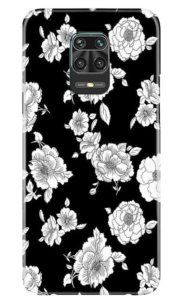 White flowers Black Background Case for Xiaomi Redmi Note 9 Pro