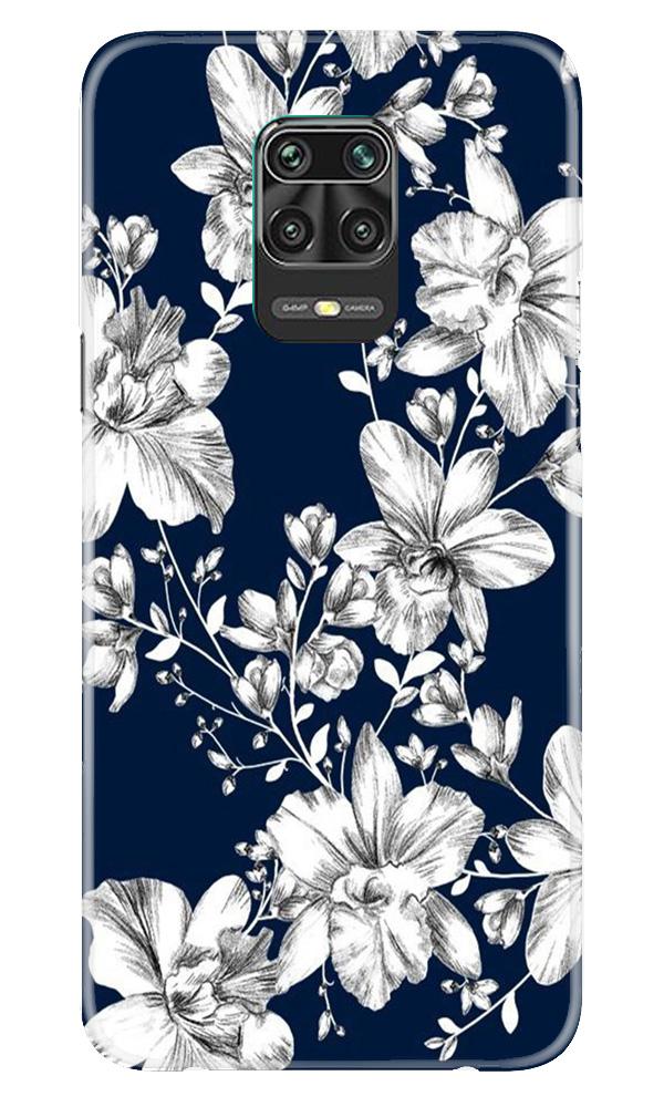 White flowers Blue Background Case for Xiaomi Redmi Note 9 Pro Max