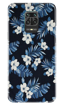 White flowers Blue Background2 Mobile Back Case for Xiaomi Redmi Note 9 Pro (Design - 15)