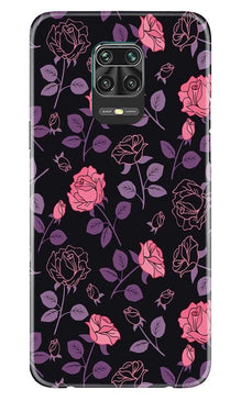 Rose Black Background Mobile Back Case for Xiaomi Redmi Note 9 Pro (Design - 27)