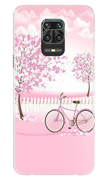 Pink Flowers Cycle Mobile Back Case for Xiaomi Redmi Note 9 Pro  (Design - 102)
