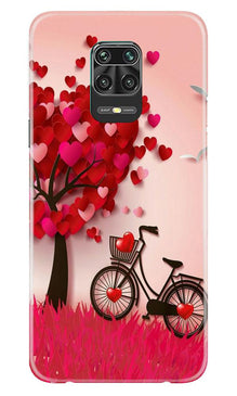Red Heart Cycle Mobile Back Case for Xiaomi Redmi Note 9 Pro Max (Design - 222)