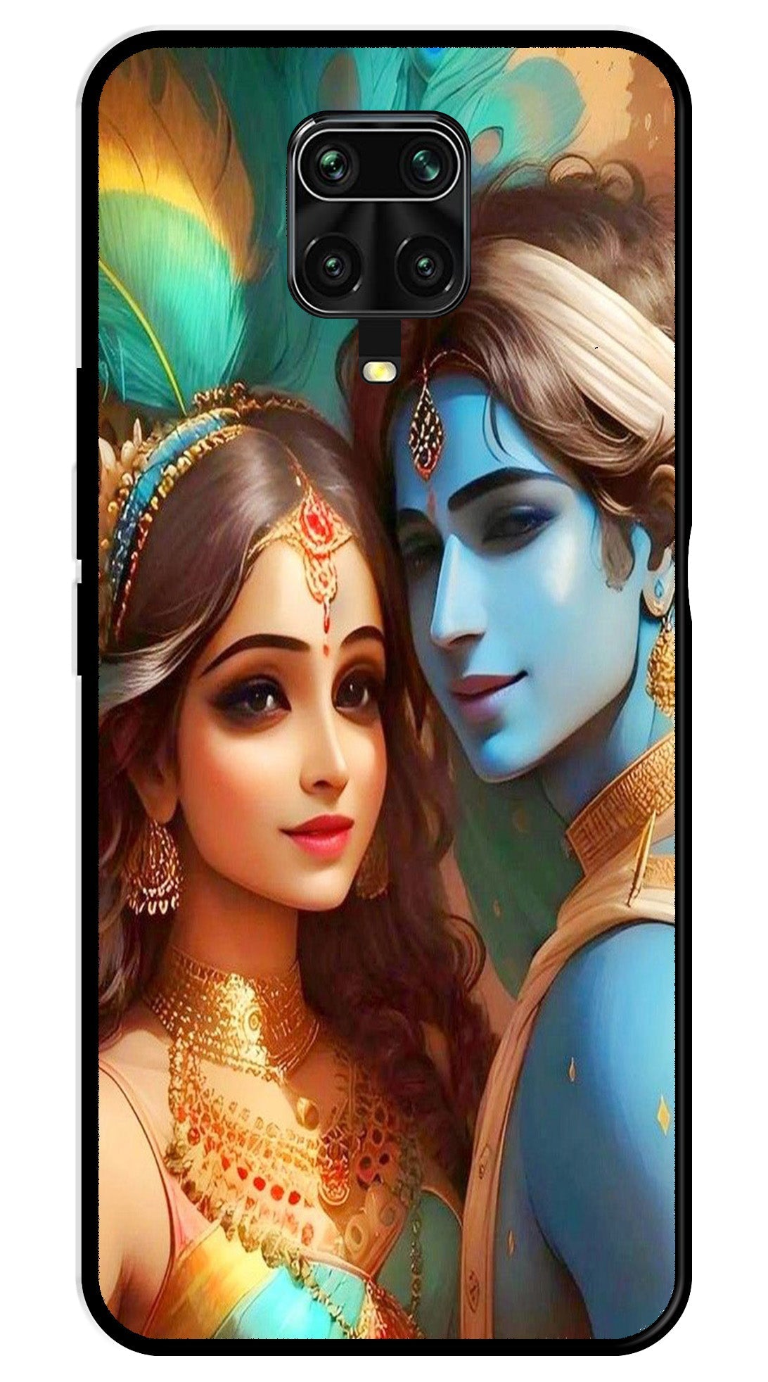 Lord Radha Krishna Metal Mobile Case for Redmi Note 9s   (Design No -01)