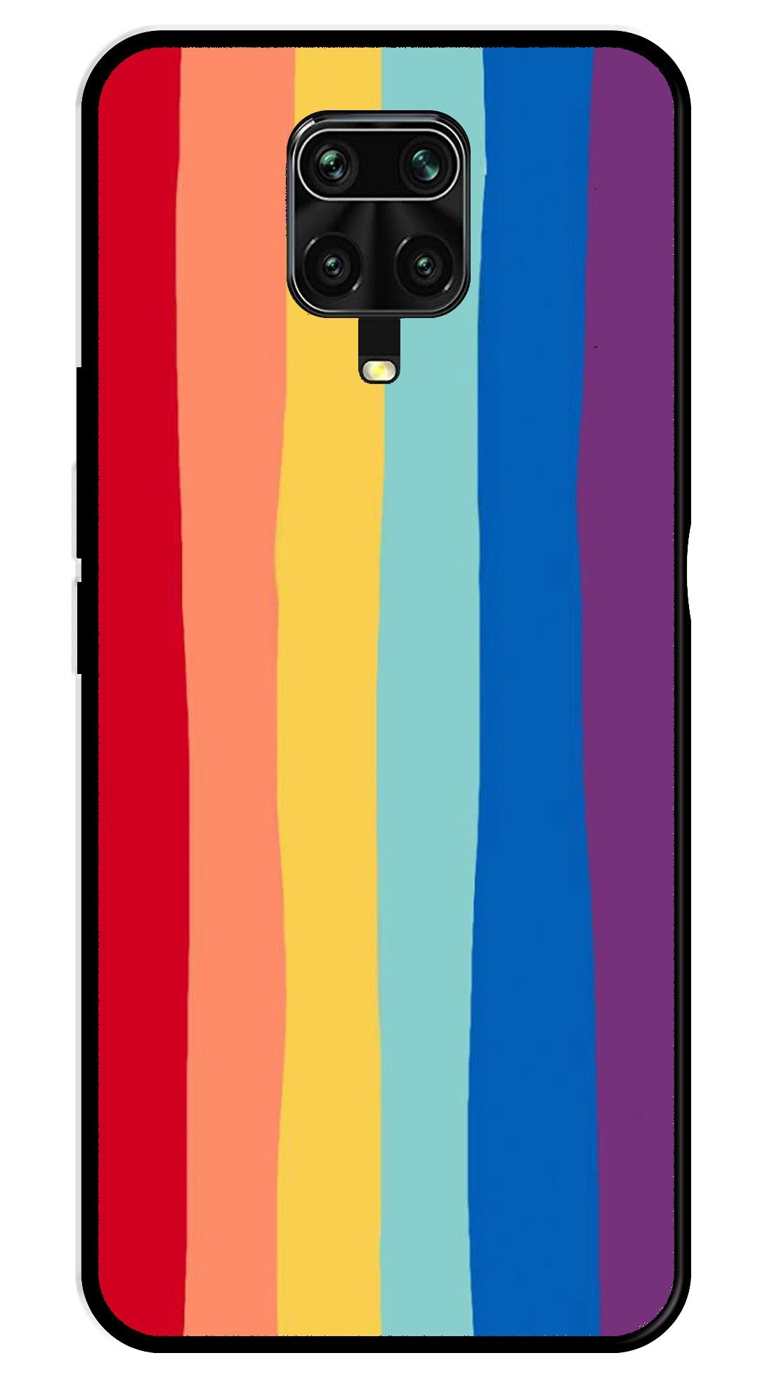 Rainbow MultiColor Metal Mobile Case for Redmi Note 9 Pro   (Design No -03)