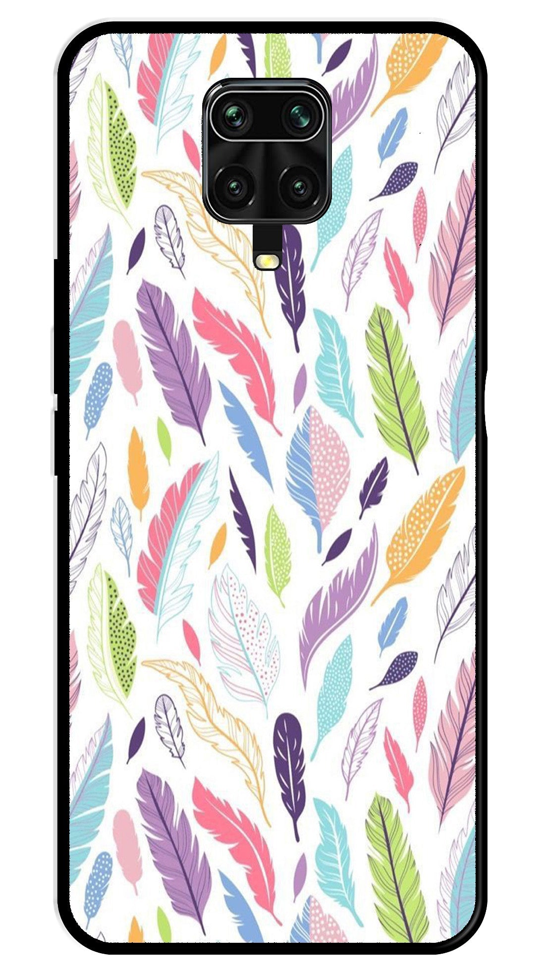 Colorful Feathers Metal Mobile Case for Redmi Note 9s   (Design No -06)