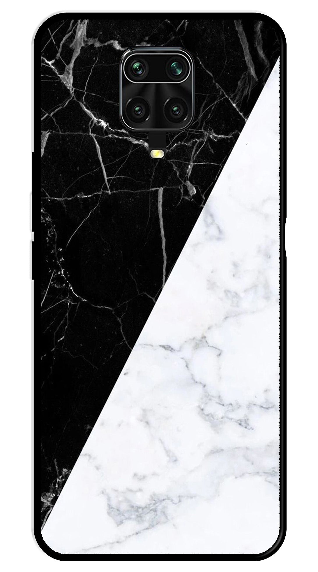 Black White Marble Design Metal Mobile Case for Redmi Note 9s   (Design No -09)