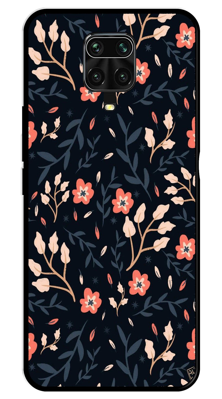 Floral Pattern Metal Mobile Case for Redmi Note 9 Pro Max   (Design No -10)