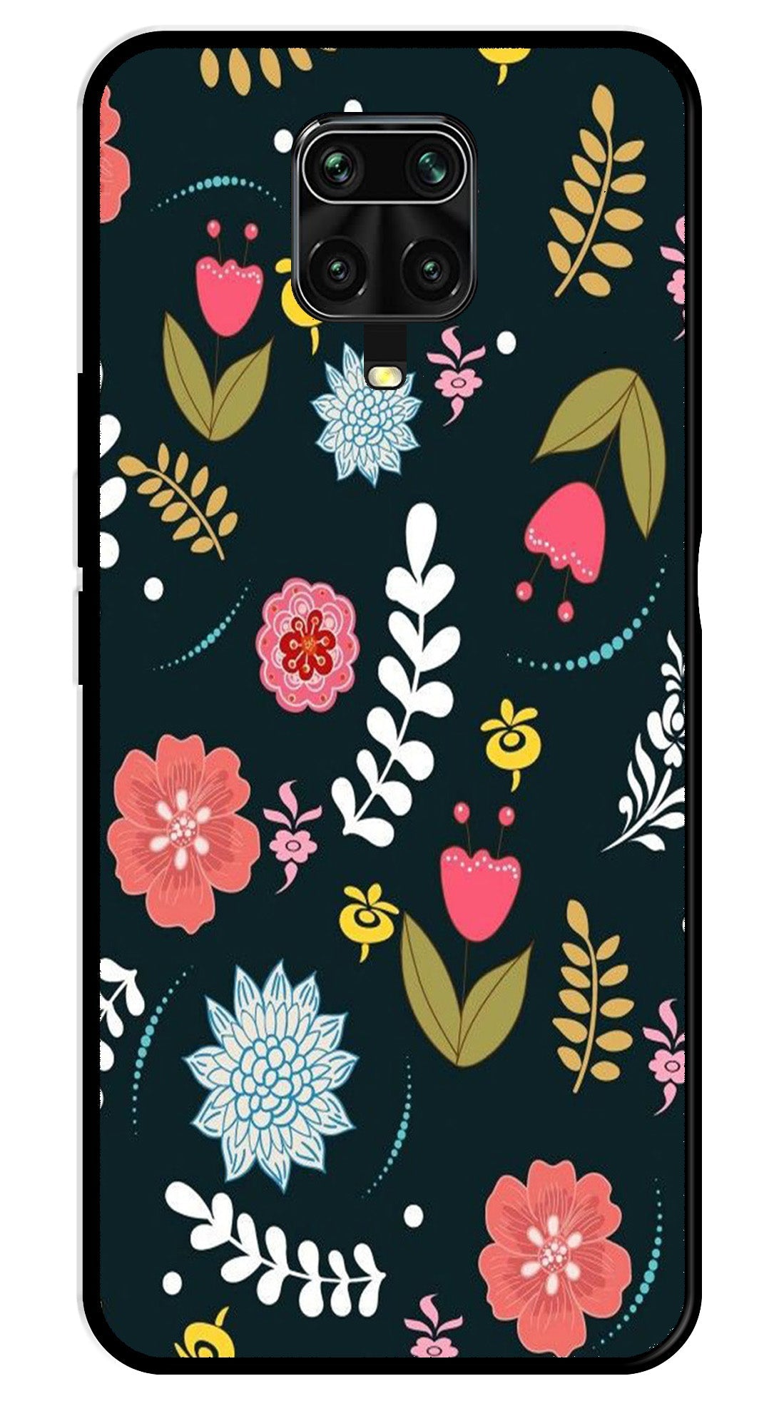 Floral Pattern2 Metal Mobile Case for Redmi Note 9s   (Design No -12)