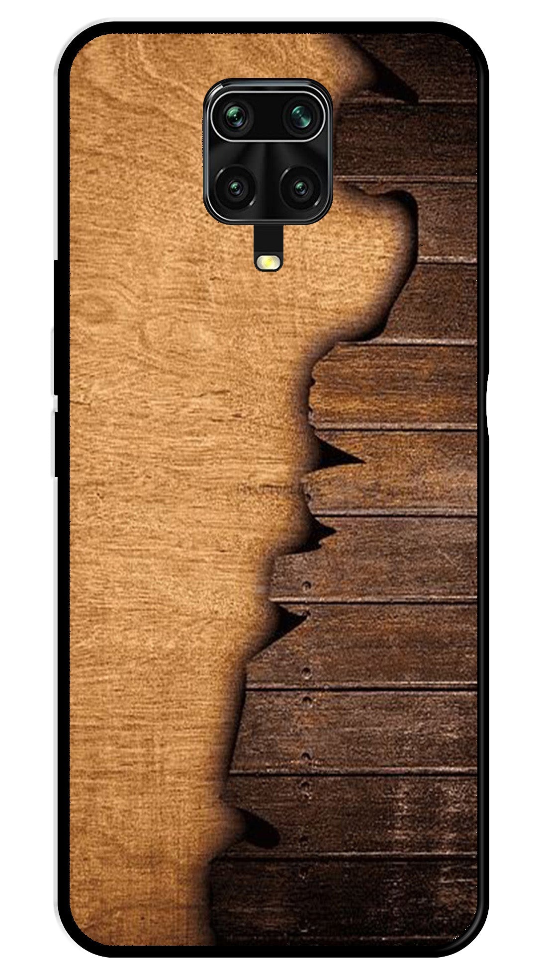 Wooden Design Metal Mobile Case for Redmi Note 9s   (Design No -13)