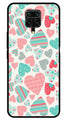 Hearts Pattern Metal Mobile Case for Redmi Note 9 Pro   (Design No -22)
