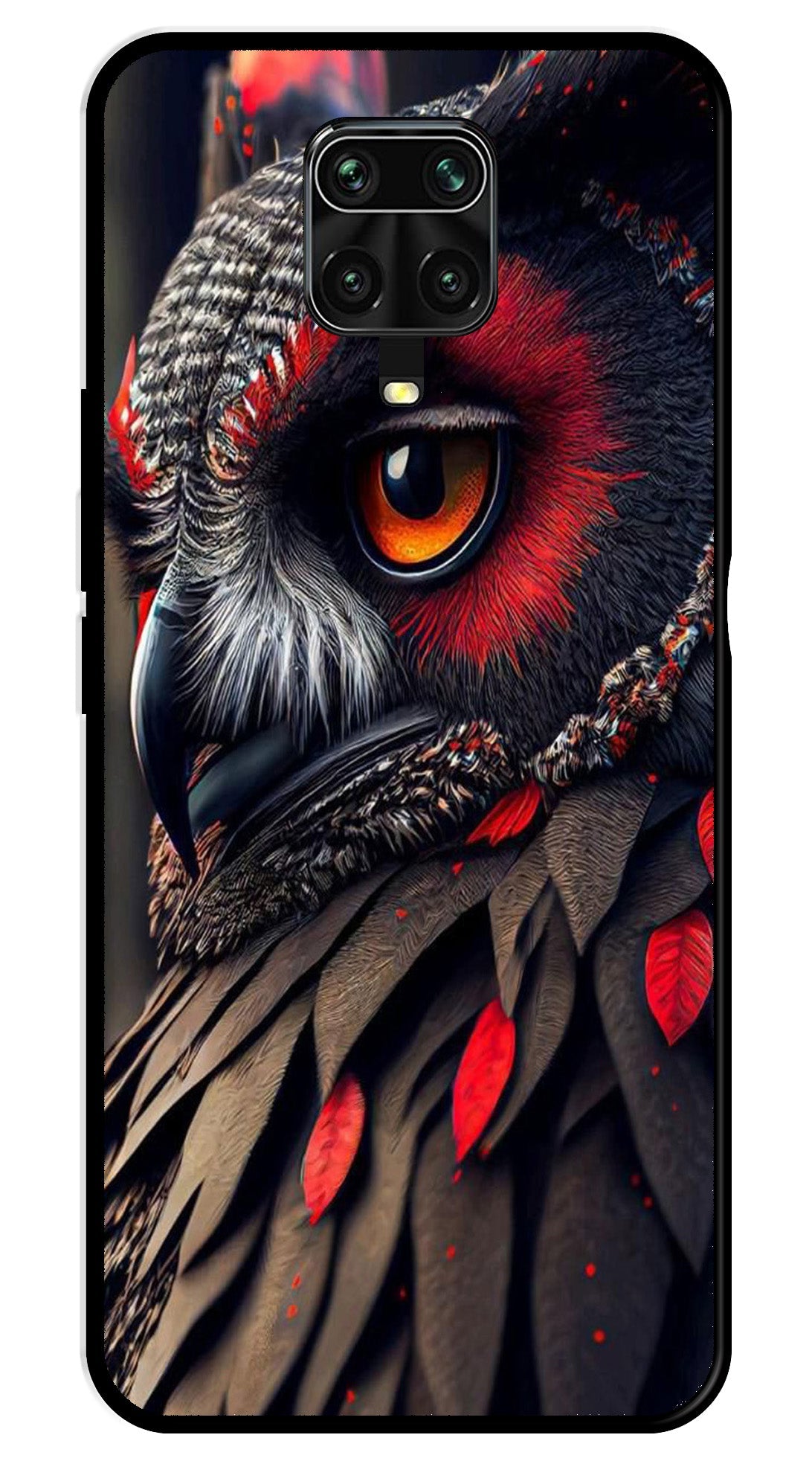 Owl Design Metal Mobile Case for Redmi Note 9s   (Design No -26)