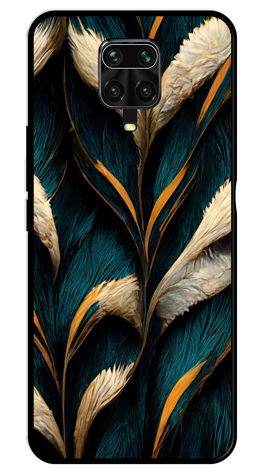 Feathers Metal Mobile Case for Redmi Note 9s   (Design No -30)