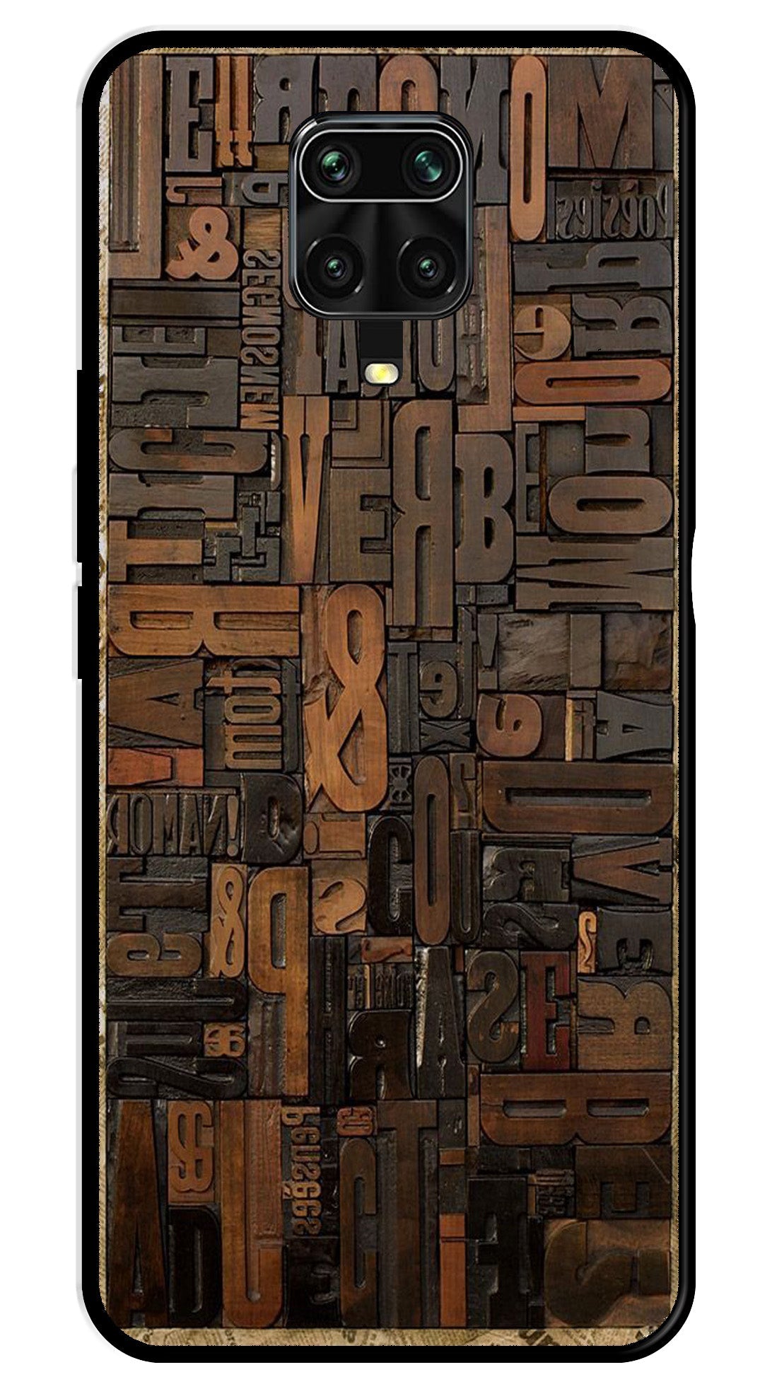 Alphabets Metal Mobile Case for Redmi Note 9s   (Design No -32)