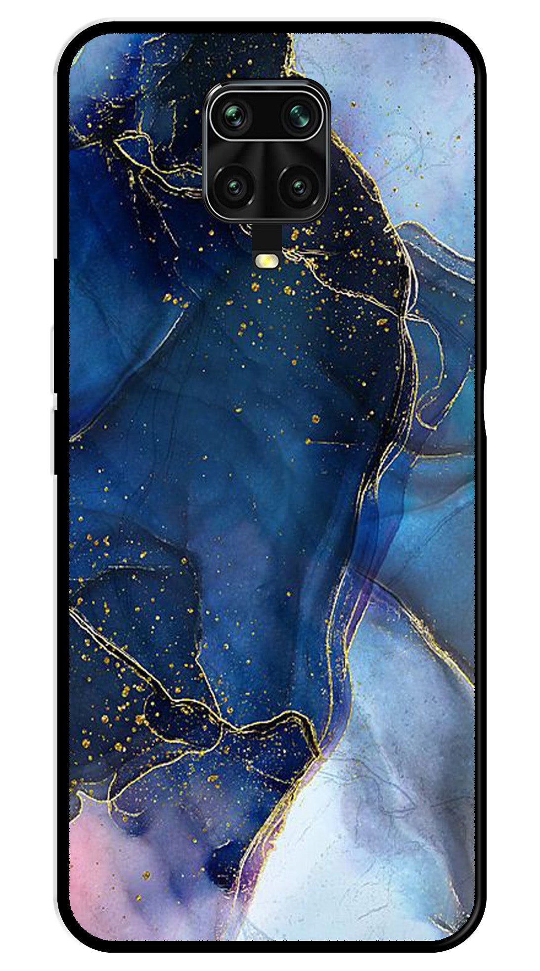 Blue Marble Metal Mobile Case for Redmi Note 9 Pro   (Design No -34)
