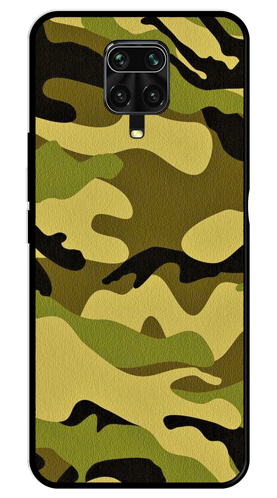 Army Pattern Metal Mobile Case for Redmi Note 9 Pro   (Design No -35)