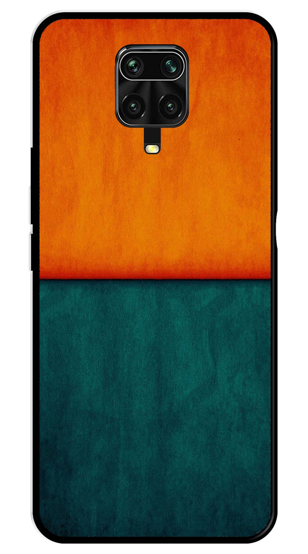 Orange Green Pattern Metal Mobile Case for Redmi Note 9 Pro Max   (Design No -45)
