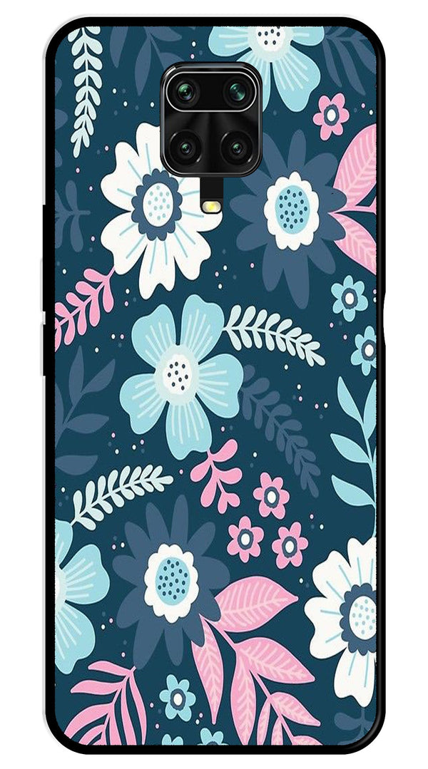 Flower Leaves Design Metal Mobile Case for Redmi Note 9 Pro Max   (Design No -50)