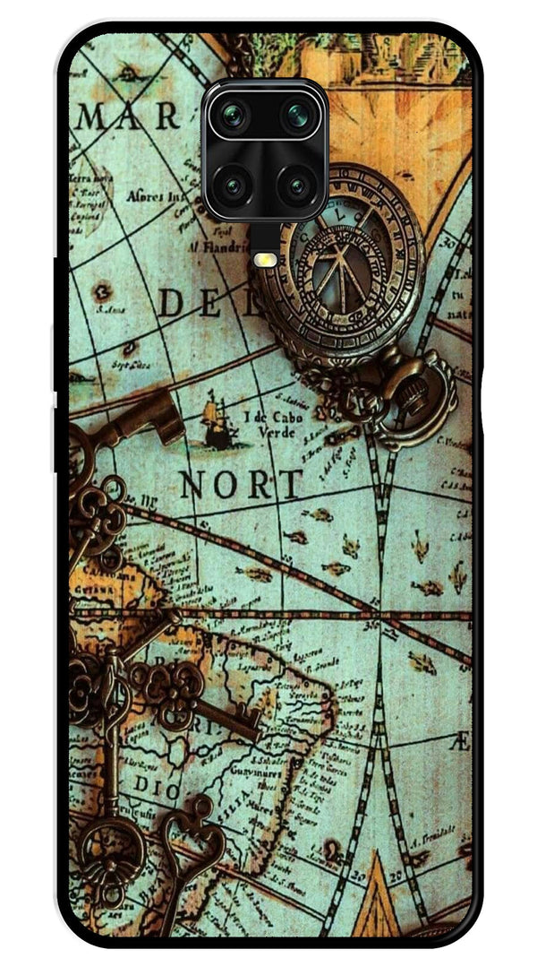 Map Design Metal Mobile Case for Redmi Note 9s   (Design No -54)