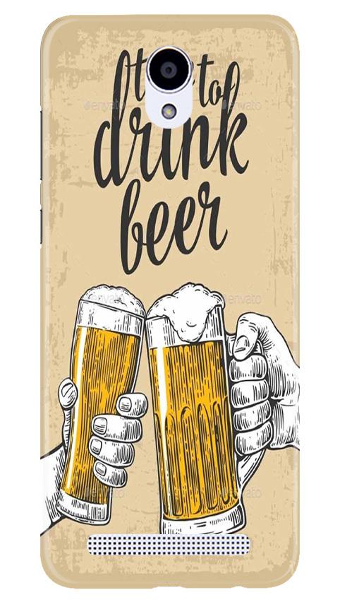 Drink Beer Mobile Back Case for Xiaomi Redmi Note Prime (Design - 328)