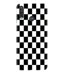 Black White Boxes Mobile Back Case for Moto One Action (Design - 372)