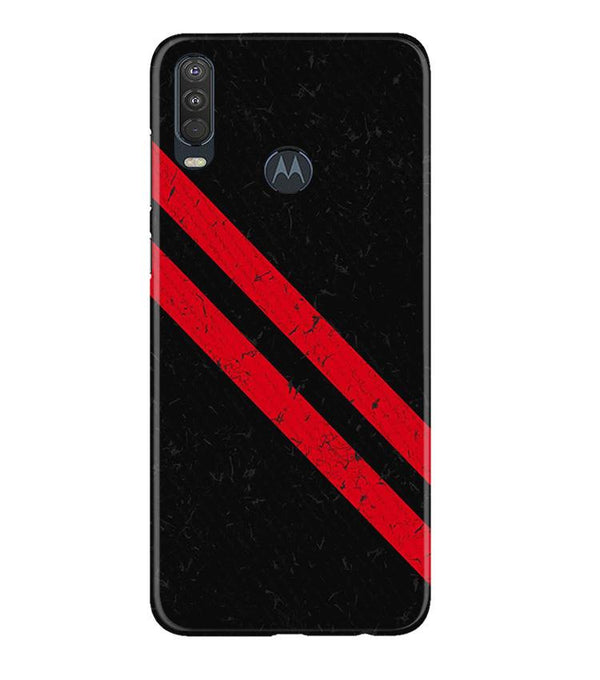 Black Red Pattern Mobile Back Case for Moto One Action (Design - 373)