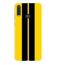 Black Yellow Pattern Mobile Back Case for Moto One Action (Design - 377)