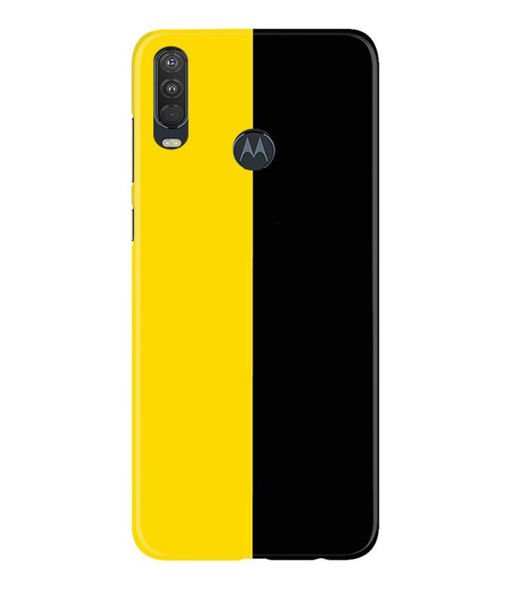 Black Yellow Pattern Mobile Back Case for Moto One Action (Design - 397)
