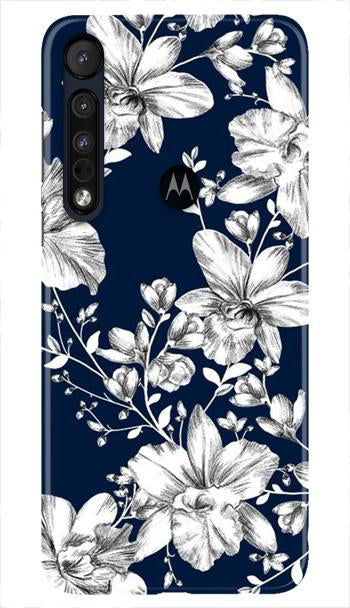 White flowers Blue Background Case for Moto One Macro