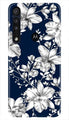 White flowers Blue Background Case for Moto One Macro