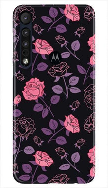 Rose Black Background Mobile Back Case for Moto One Macro (Design - 27)